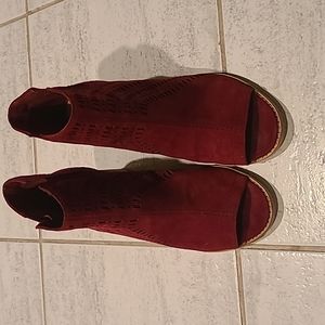 Red Open Toe Booties